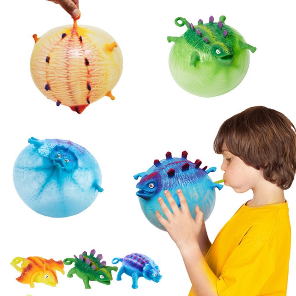 Inflatable Dinosaur Ball Soft Rubber Creative Blowing Dinosaur Toy Kids Gift Stress Kids Relieving Adult Ball J0T2