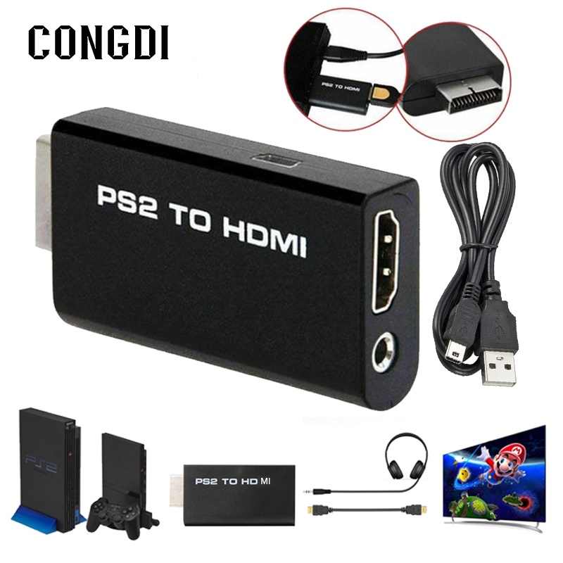 PS2 to HDMI converter transfer เครื่องเล่น HD 1080P เพื่อเชื่อมต่อกับ HDTV ช่วยให้ภาพชัดขึ้น ราคา 83 บาท*ส่งฟรี
