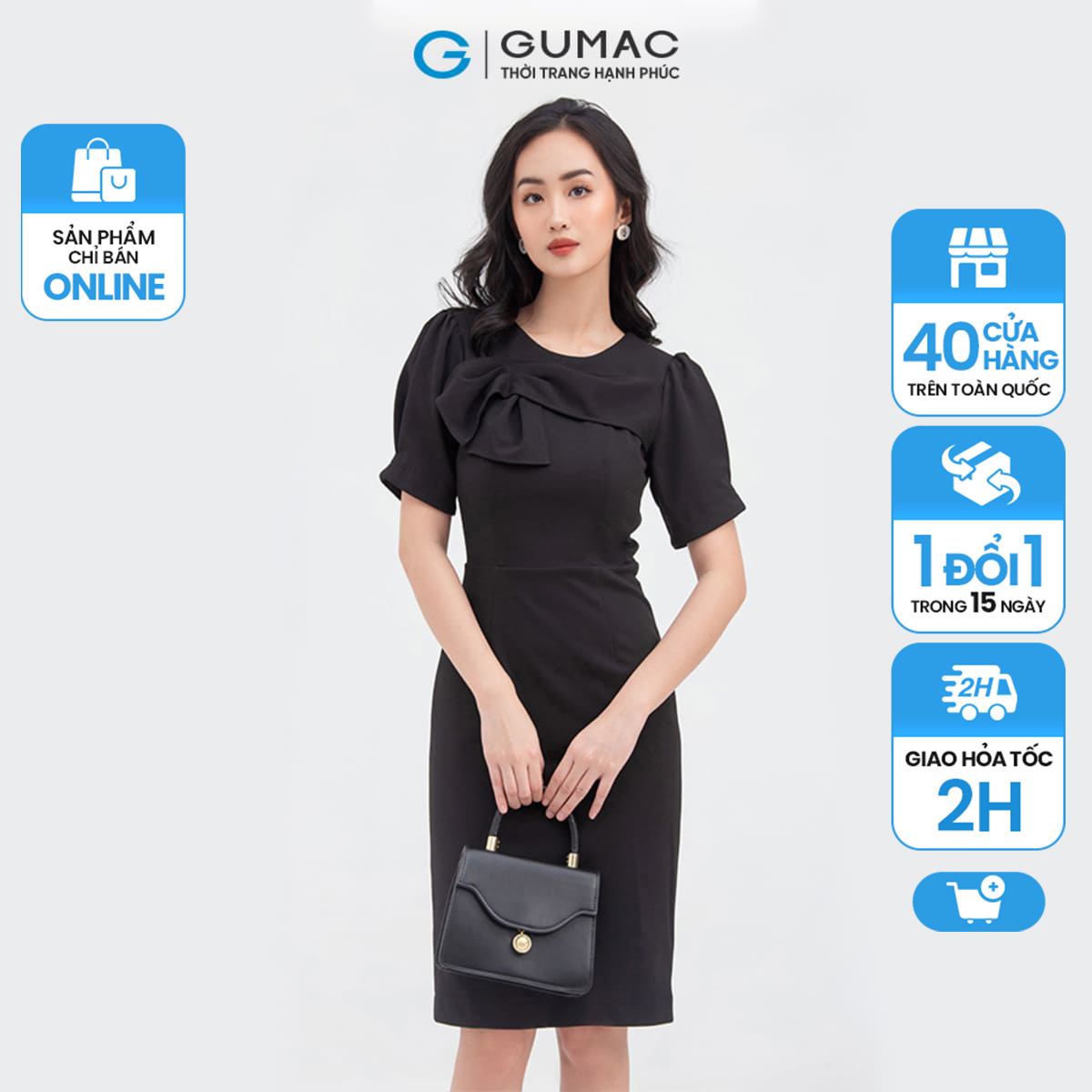 Đầm nữ gumac db866, đầm dáng ôm tay lỡ phụ kiện mẫu mới