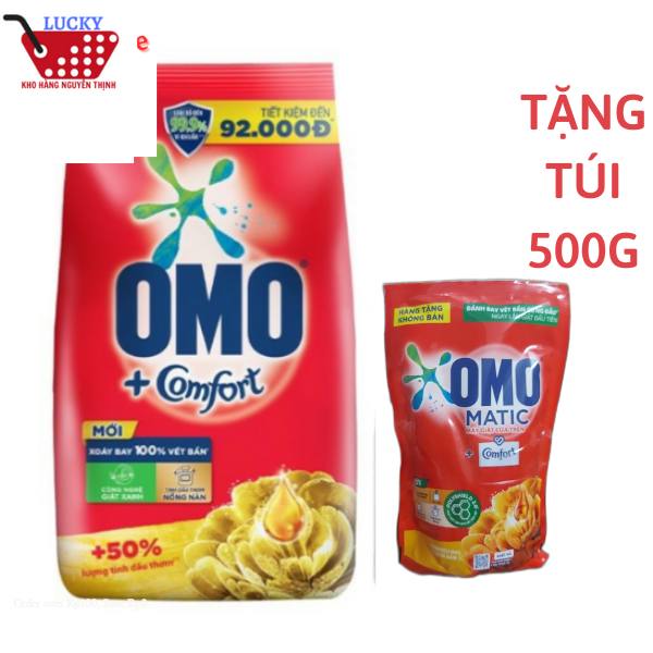 Bột giặt omo comfort 5,3kg tinh dầu thơm nồng nàn + tặng túi nước giặt omo matic 500g