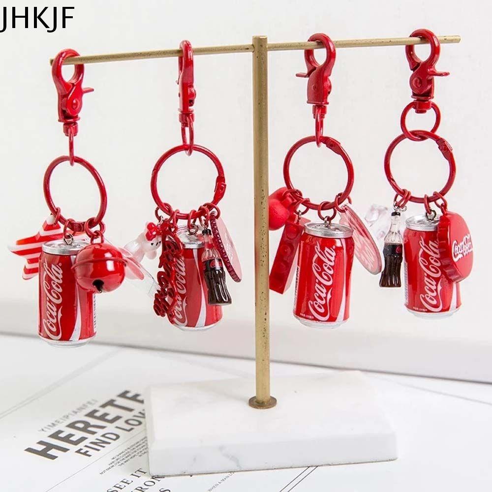 JHKJF Sáng tạo dây chuyền ba lô Quà tặng người yêu Chìa khóa túi Móc khóa chai coke Móc khóa Cola Móc khóa lon coke Vòng chìa khóa ô tô