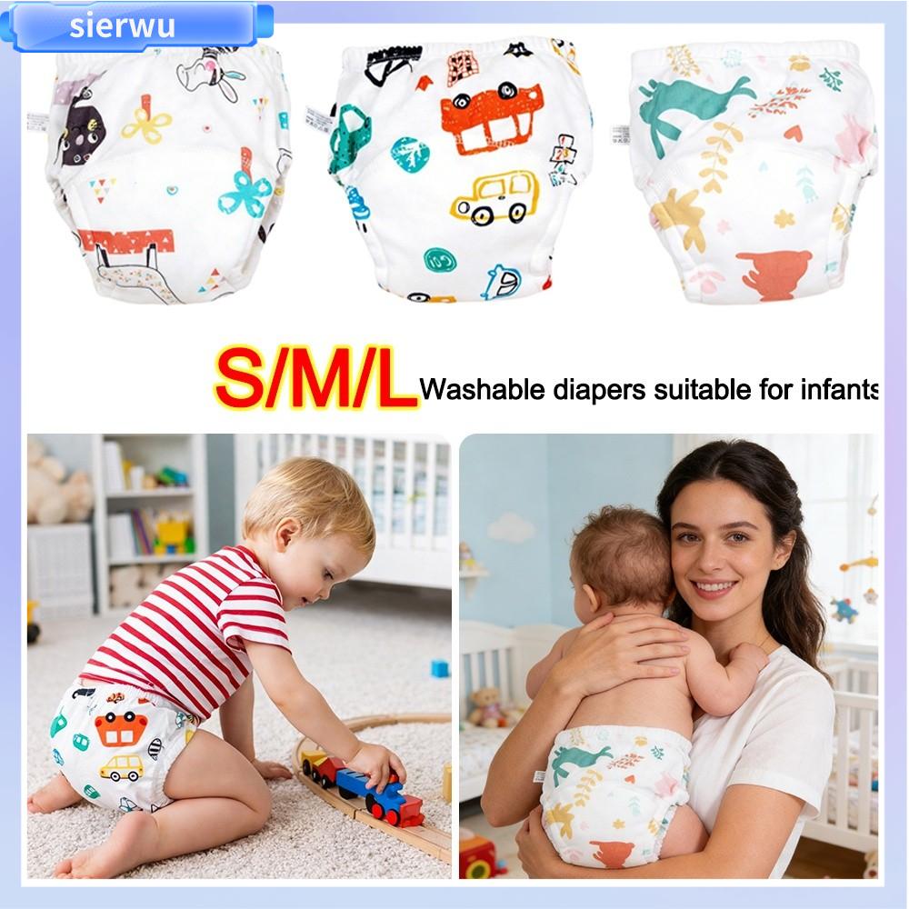 SIERWU Bông Quần tập cho bé Chống thấm nước Thoáng khí Tã em bé có thể giặt Mềm mại Thấm hút Tã vải Sử dụng cho trẻ  biết đi