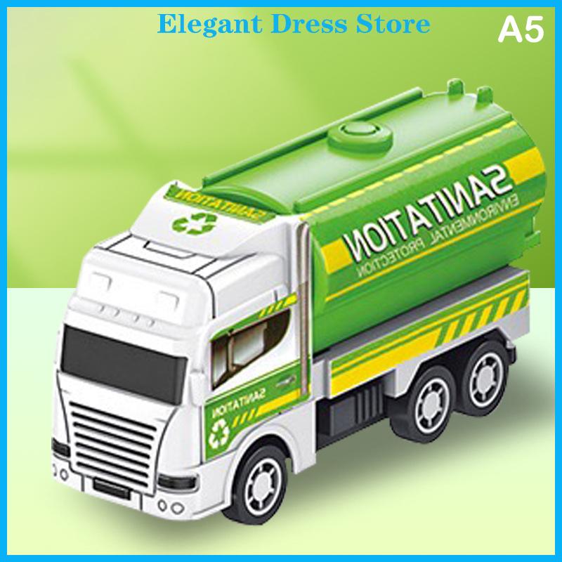 [K&P Elegant]👗👗 Trẻ em Đồ chơi xe hơi quán tính vệ sinh xe tải mô hình kéo trở lại kỹ thuật quân sự Xe chữa cháy động cơ bé trai đồ chơi cho trẻ em Quà tặng - 2