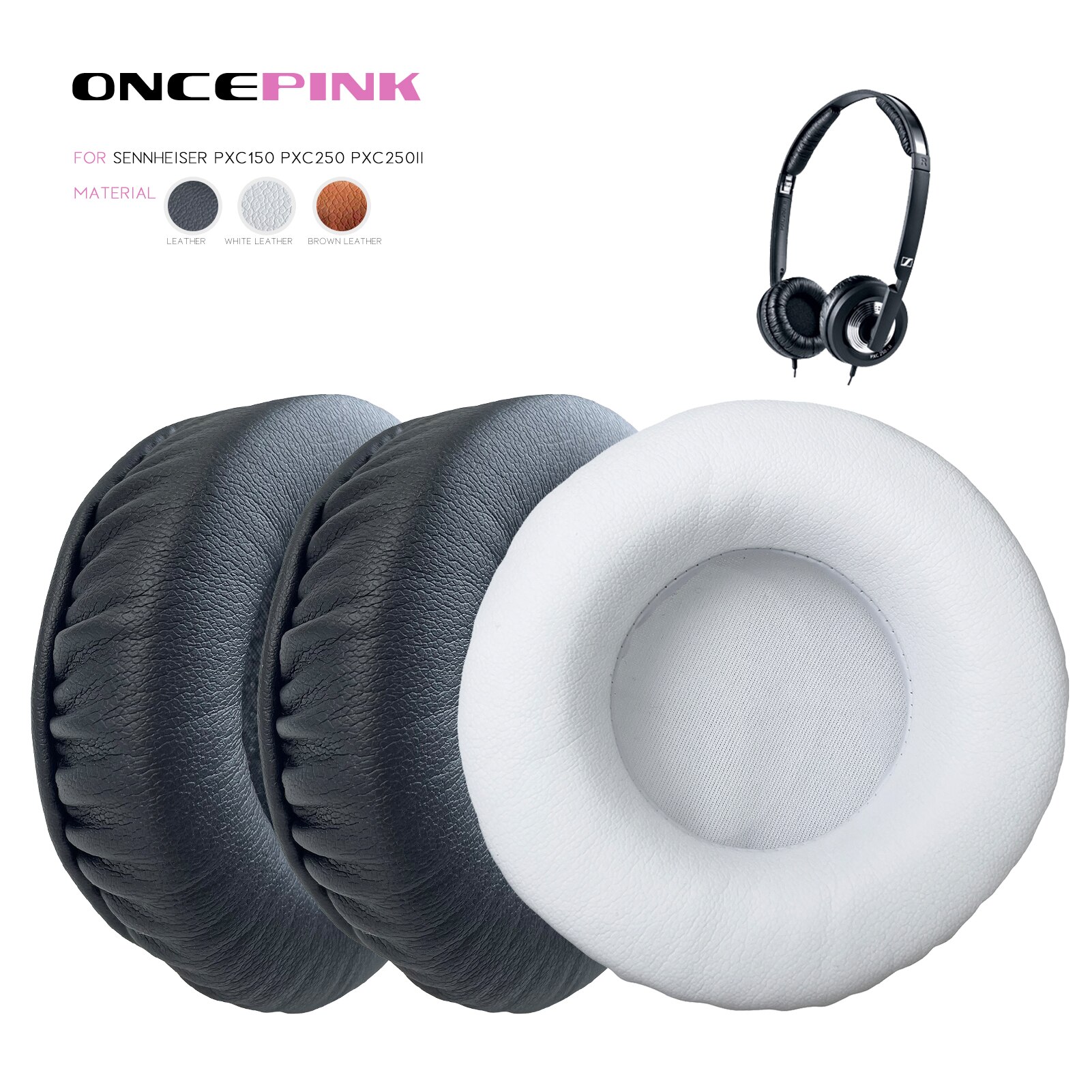 Oncepink Miếng đệm tai thay thế cho Sennheiser pxc150 pxc250 pxc250ii Đệm tai nghe earmuffs Da Protein