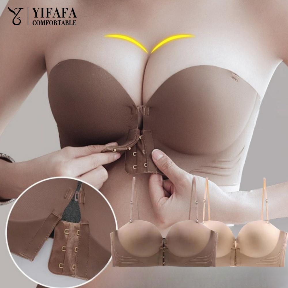 Traceless Front Buckle Women Bra Thickened Sponge Bra No Steel Ring Comfortable Soft Support Invisible Detachable Shoulder Strap Lady Underwear ราคา 62 บาท*ส่งฟรี