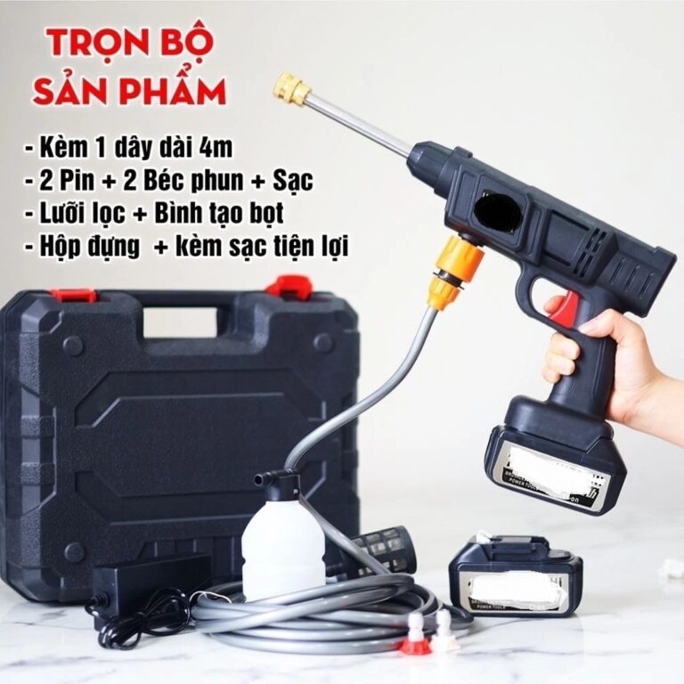 Máy phun nước rửa xe cầm tay Noname (2 Pin) và Nước Rửa Xe ZEUS WAX SHAMPOO 1 Lít. LMS Giá 79,645 Đồng*Miễn phí vận chuyển