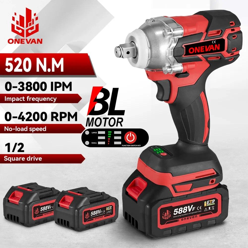 520N.M Brushless Electric Wrench 1/2" Socket Cordless Battery Screwdriver Car Repair Power Tool for Makita 18V Battery