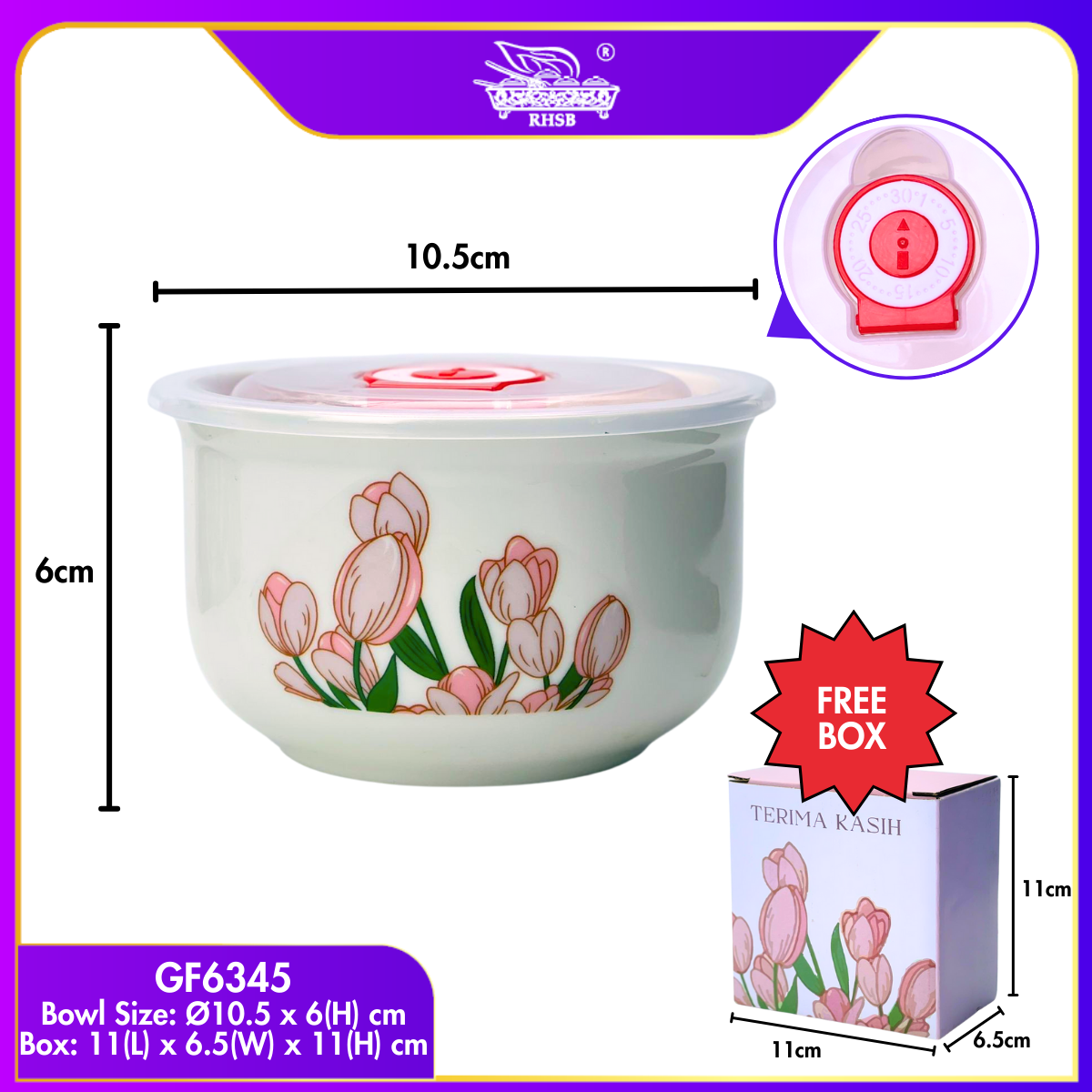 50SET Tulip Ceramic Bowl Set | Mangkuk Seramik Dengan Penutup | Food Storage | Hadiah Kahwin & Hantaran Eksklusif