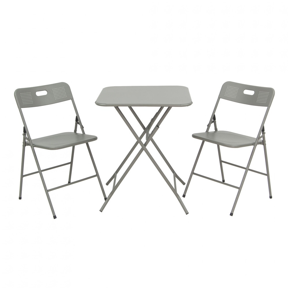 Global House SUMMER SET ชุดโต๊ะสนาม 2 ที่นั่ง รุ่น MORTAR-GREY โต๊ะ:60x60x73 ซม. เก้าอี้:44x45x76 ซม. สีเทา รับประกันของเเท้ ราคา 2,388 บาท*ส่งฟรี