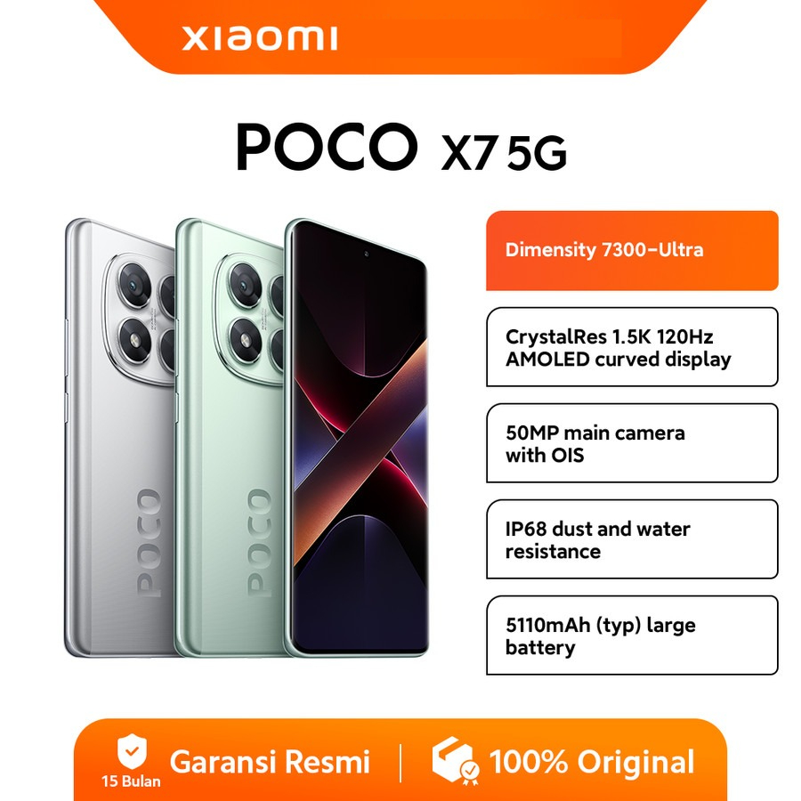 [NEW] POCO X7 5G [8/256 GB] [12/512 GB] Dimensity 7300-Ultra | CrystalRes 1.5K 120Hz AMOLED curved display | 50MP OIS Giá 3,799,000 Đồng*Miễn phí vận chuyển