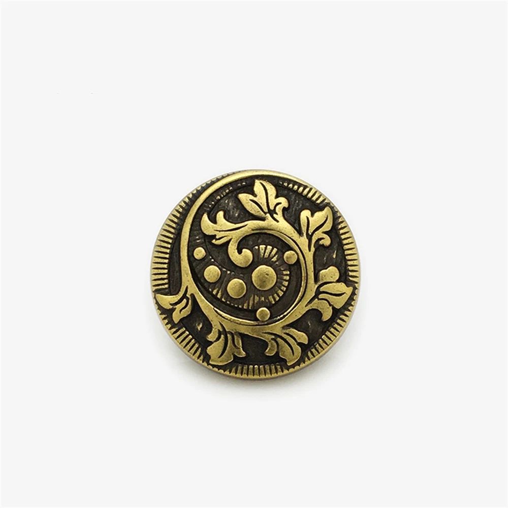 （FT)10pcs 1.5/2.25cm Vintage Floral Round Metal Buttons Gold/Antique Gold Classic Sewing Buttons for Coats Shirts DIY Accessories
