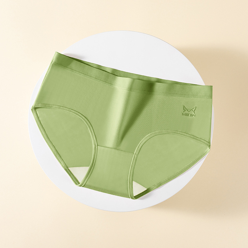 Đơn Giản cotton nguyên chất màu đơn Mèo Người Quần Lót Phụ Nữ Liền Mạch kích thước lớn Cô Gái Giữa Eo Bông Kháng Khuẩn Quần Lót Phụ Nữ Tinh Khiết Bông