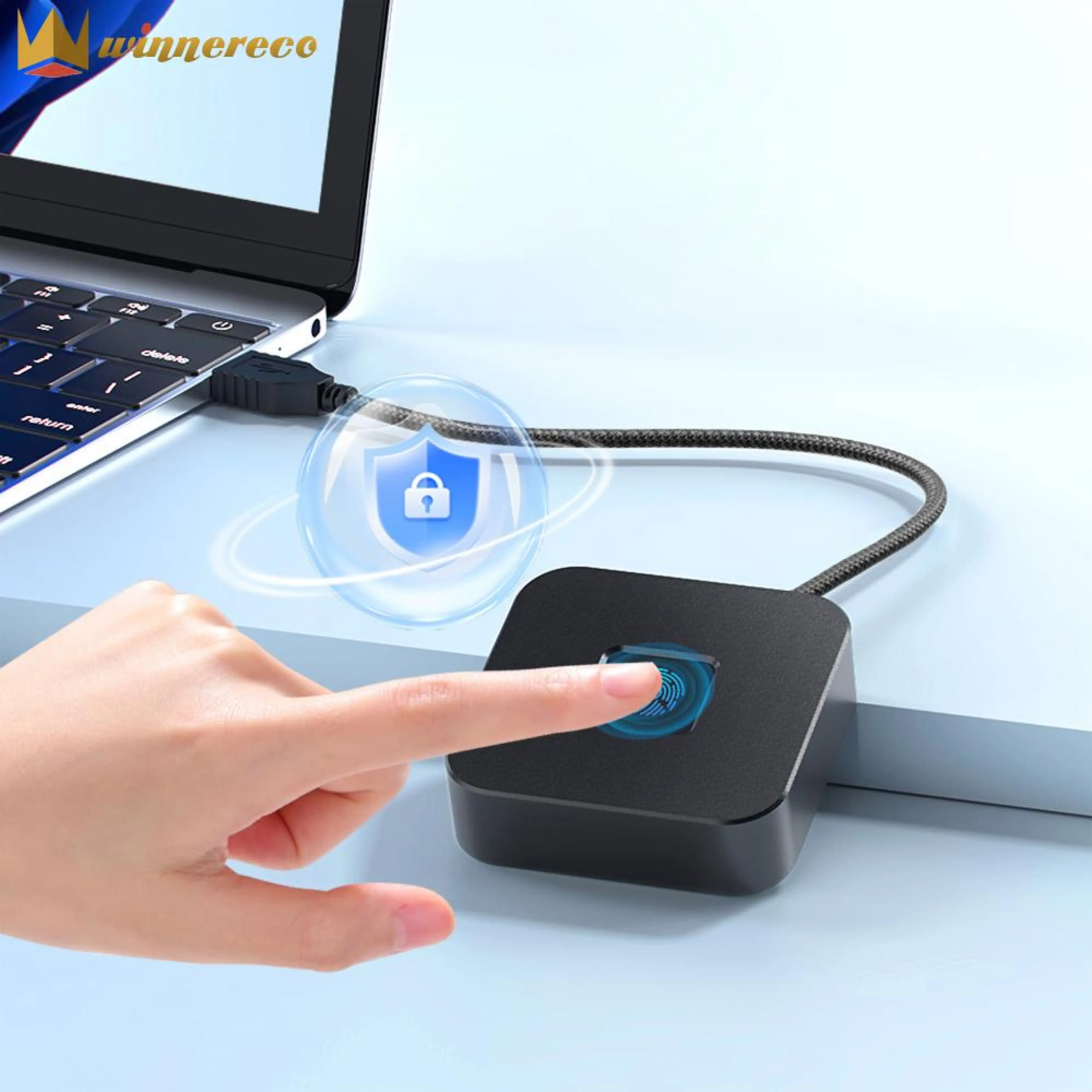 USB Fingerprint Reader with 5ft Cable For Windows Hello Fingerprint Reader Biometric Fingerprint Login Reader for Windows 11/10