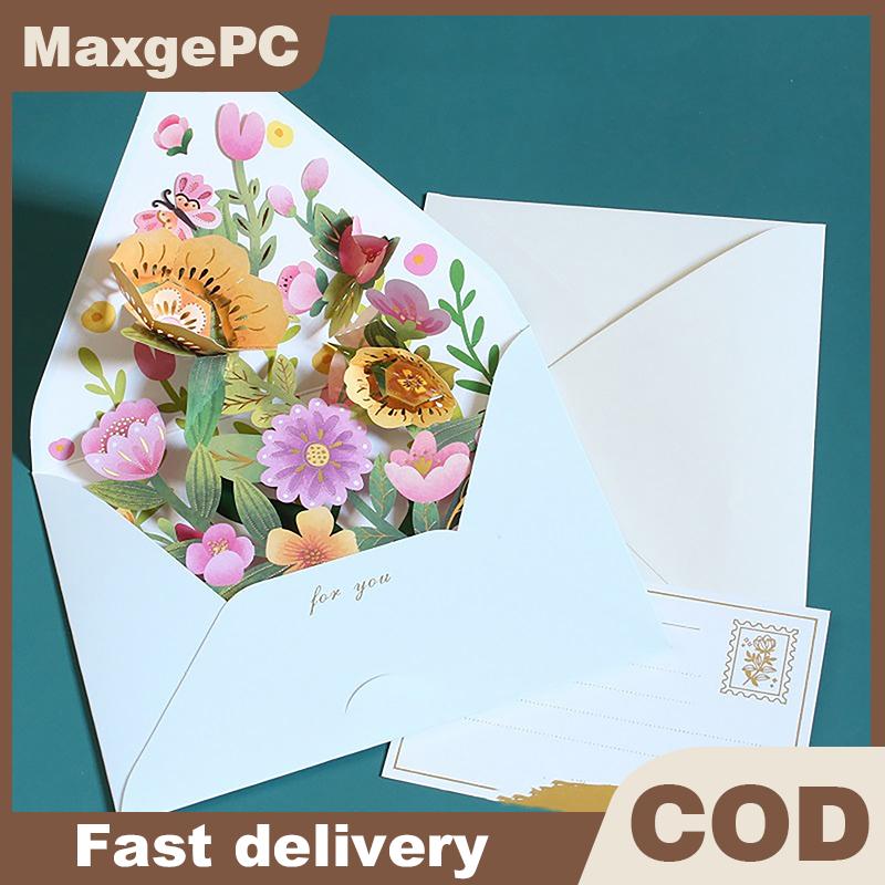 MaxgePC Mới Lãng Mạn Hoa Sinh Nhật Giáng Sinh Thẻ 3D Pop-up Thiệp Chúc Mừng Thiết Lập Bưu Thiếp Đảng Trang Trí Đám Cưới Cô Gái Sáng Tạo Quà Tặng