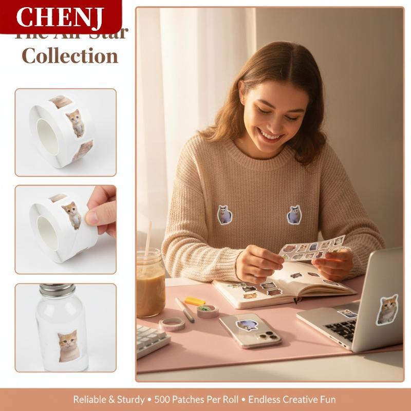 [COD] CHENJ TOOL Vui Cat Meme Sticker Cuộn Nhiều Kawaii Tự Dính Thiết Kế Không Thấm Nước Cho Scrapbooking Skateboard Điện Thoại Trường Hợp Trang Trí Nội Thất