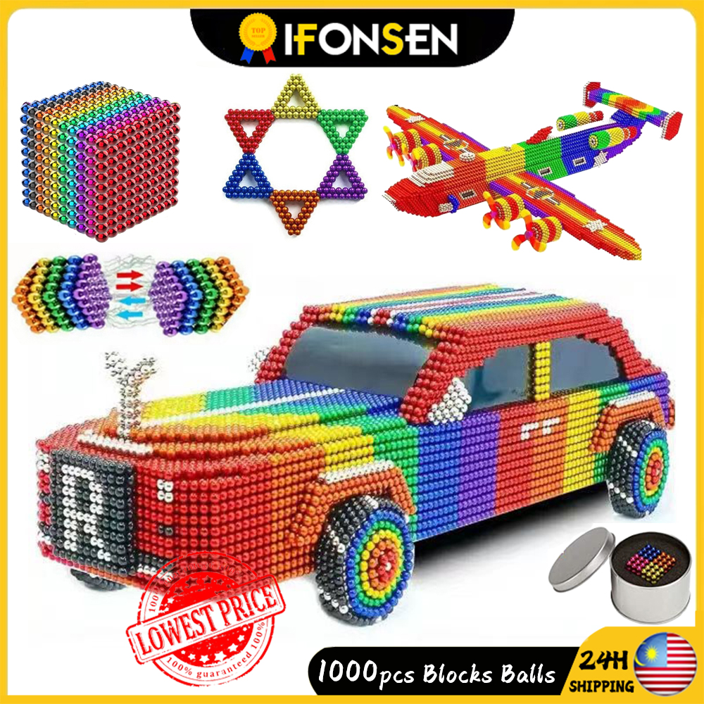 IFONSEN 1000/512/216Pcs 5mm 3D Magic Magnet Magnetic Blocks Balls Sphere Cube Beads Puzzle Building Toys DIY Magic Magnet Magnetic Blocks Balls Stress Reliever Educational Toys Puzzle Toys Gift