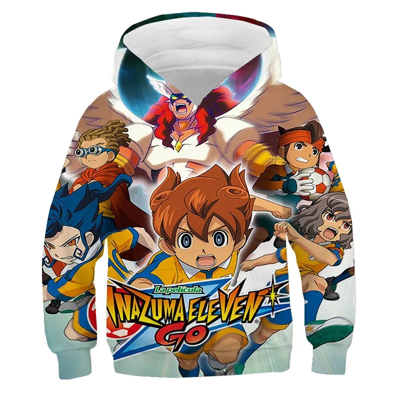 2025 Áo hoodie in hình mới của Inazuma Eleven cho bé trai và bé gái, áo sweatshirt Harajuku, áo hoạt