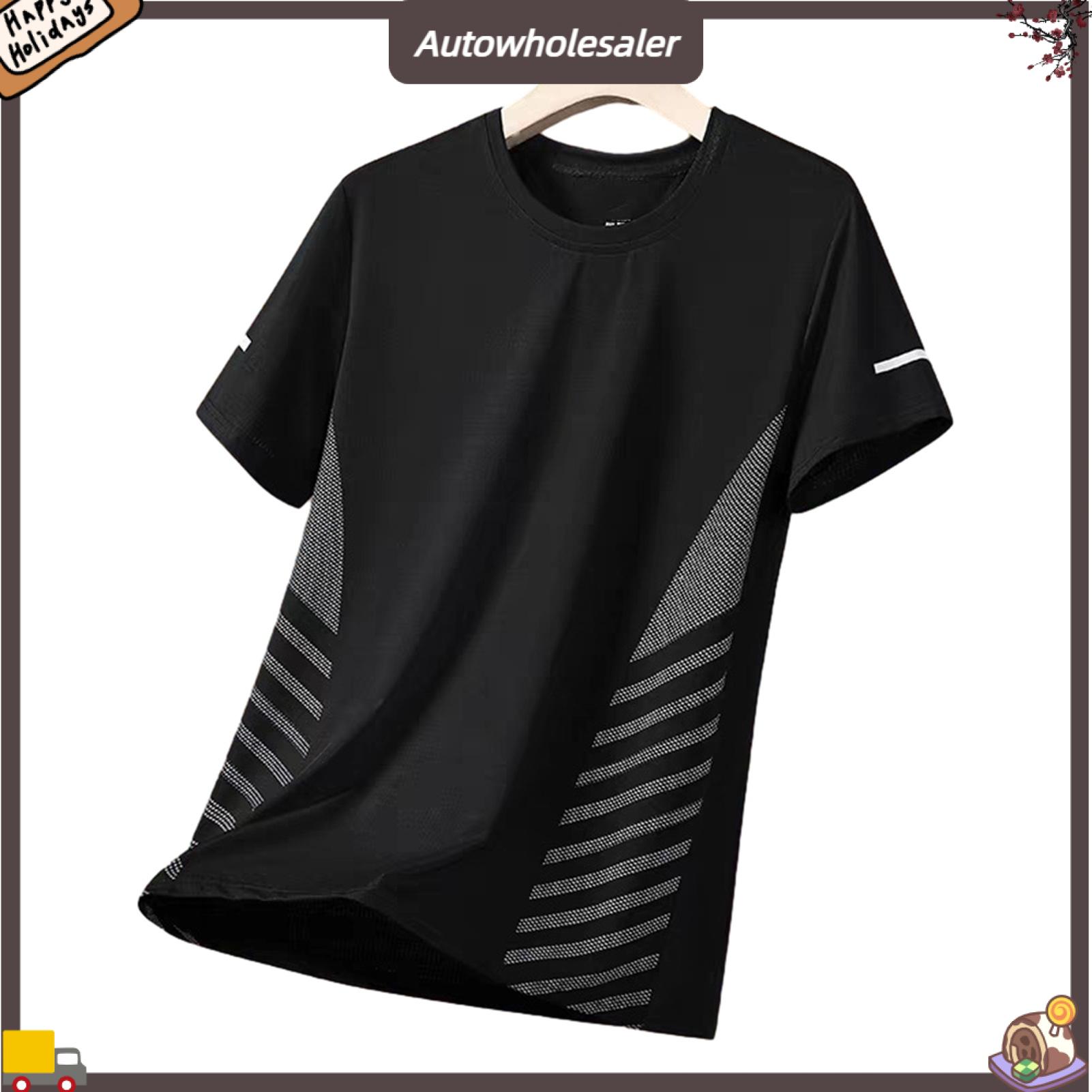 Autowholesaler Men Gym Running Shirt Men Athletic T-shirt Men's Quick-dry Breathable Mesh T-shirt Loose Fit Athletic Tee for Jogging Gym Fitness Training Outdoor Workouts – Lightweight Summer Sports Shirt