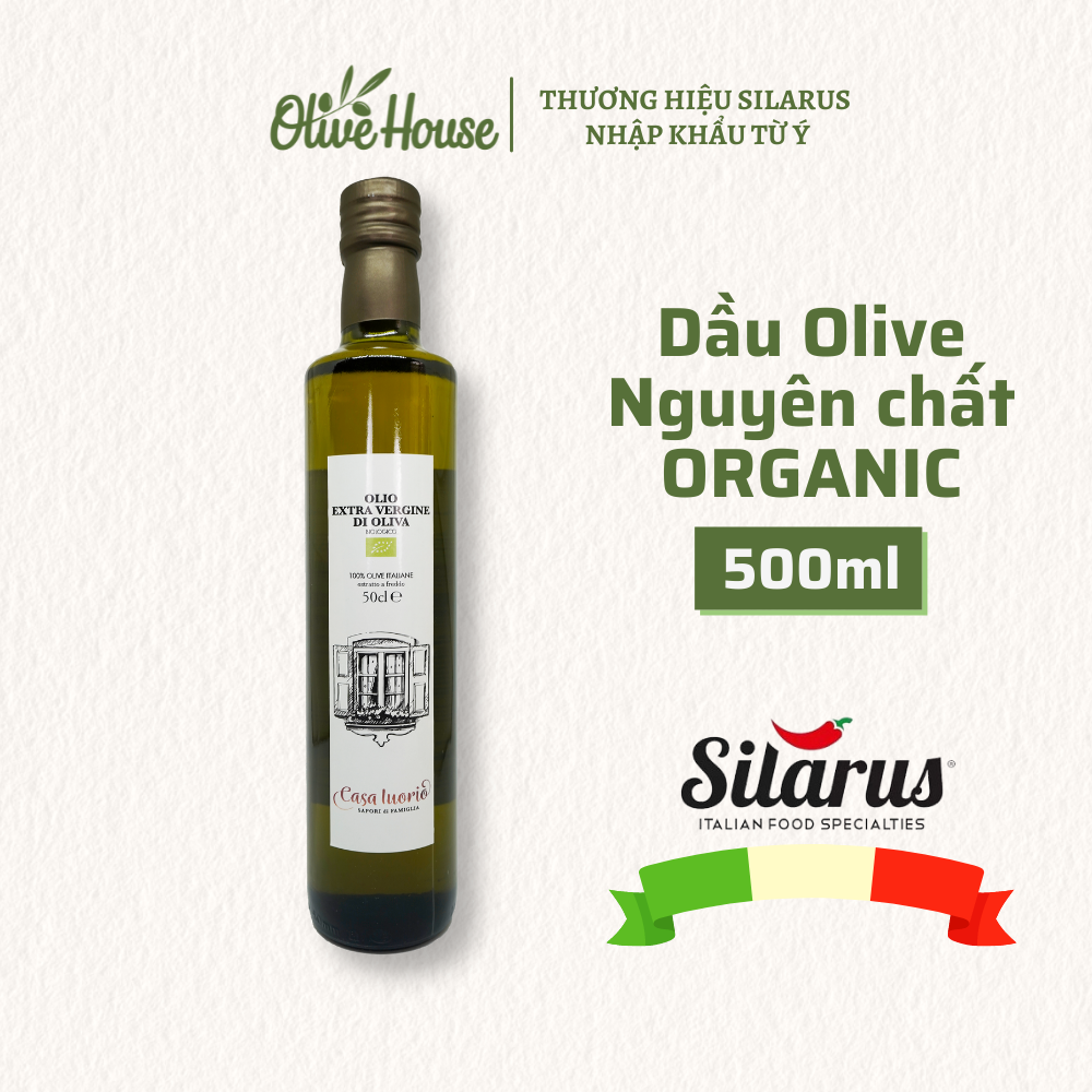 Dầu Olive Hữu cơ Nguyên chất 500ml - Thương hiệu Casa Lourio nhập khẩu từ Ý