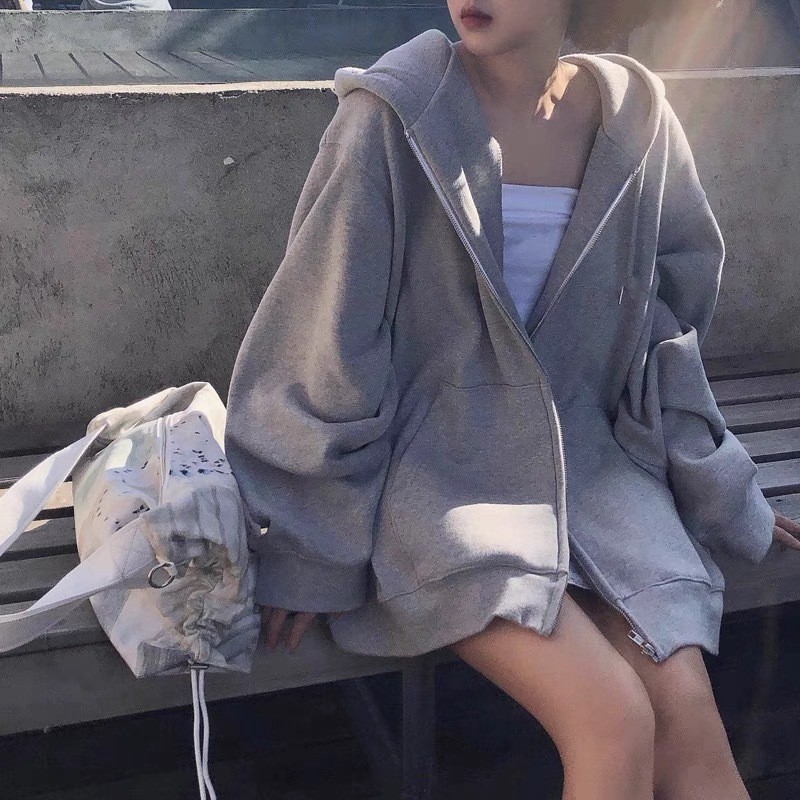 Áo Len Siêu Hot Nữ Xuân Thu Oversize Có Mũ Áo Khoác Mỏng Thời Trang Hàn Quốc Sinh Viên Rời Top Cardigan