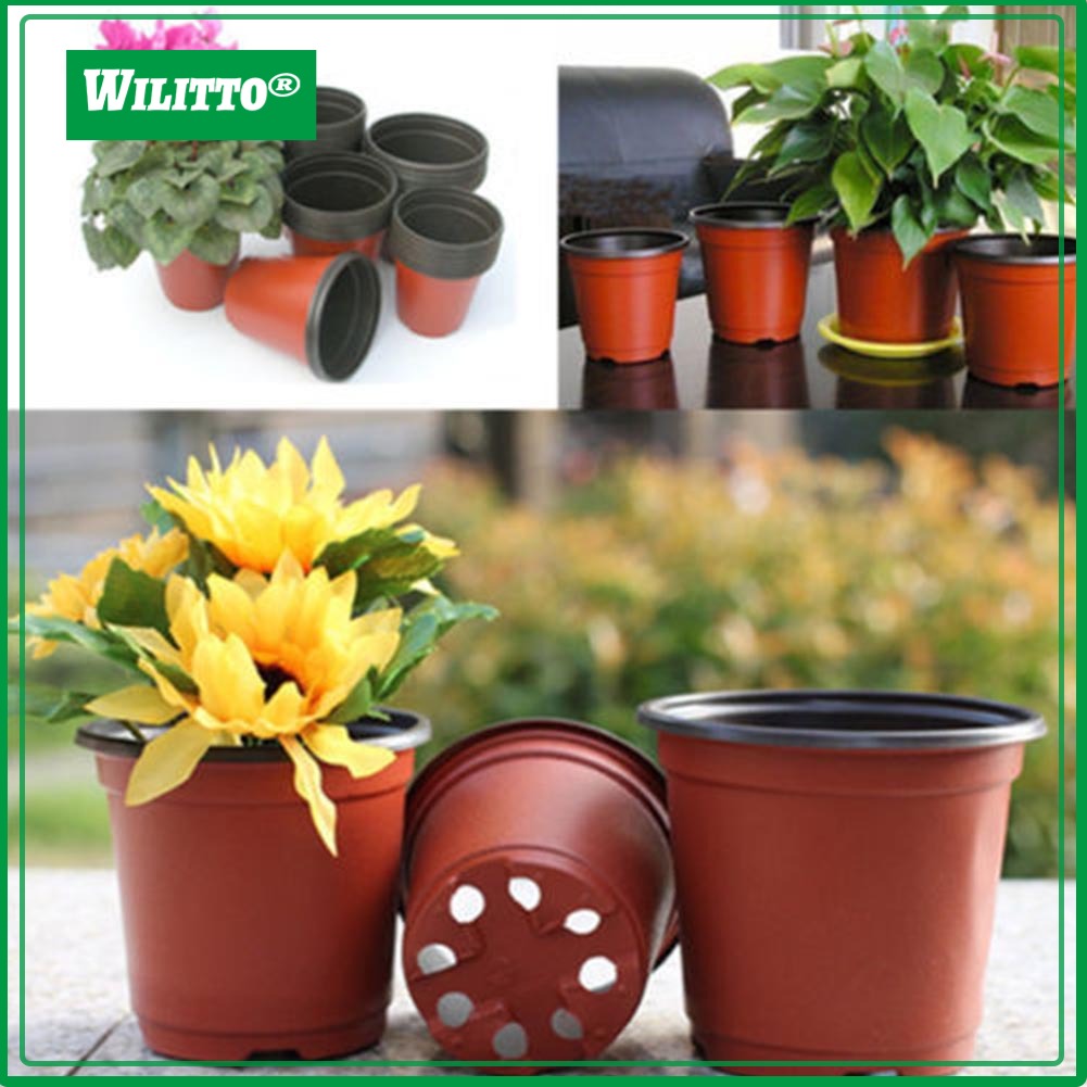10 Pcs Small Plastic Round Flower Pot Terracotta Nursery Planter Home Decor ราคา 58 บาท*ส่งฟรี
