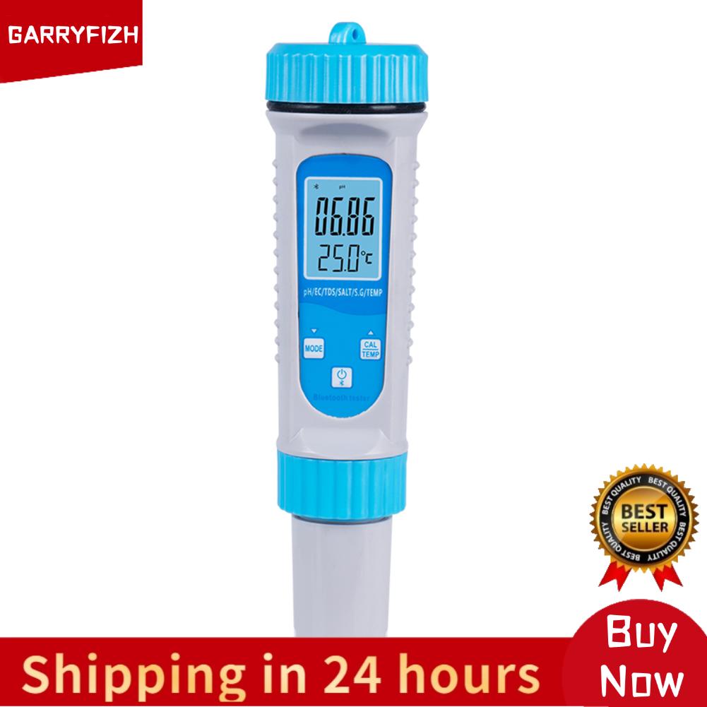 Smart BT 6 in 1 Ph Tester Pool Water PH/ EC/ TDS/ SALT/ S.G/ Temperature Tester Pool Water Quality Monitor Multifunction Water Quality Detector for Pool Drinking Water Laboratory ราคา 1,003 บาท*ส่งฟรี