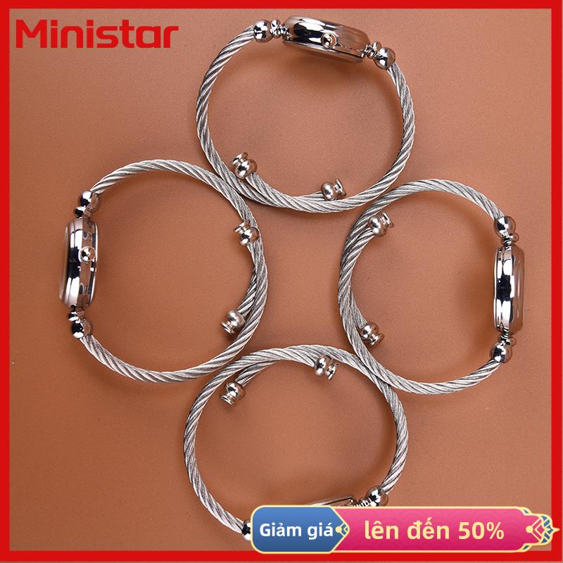 Ministar 1 chiếc vòng tay bạc Đồng hồ đeo tay nữ thời trang đồng hồ thạch anh Đồng hồ sinh viên