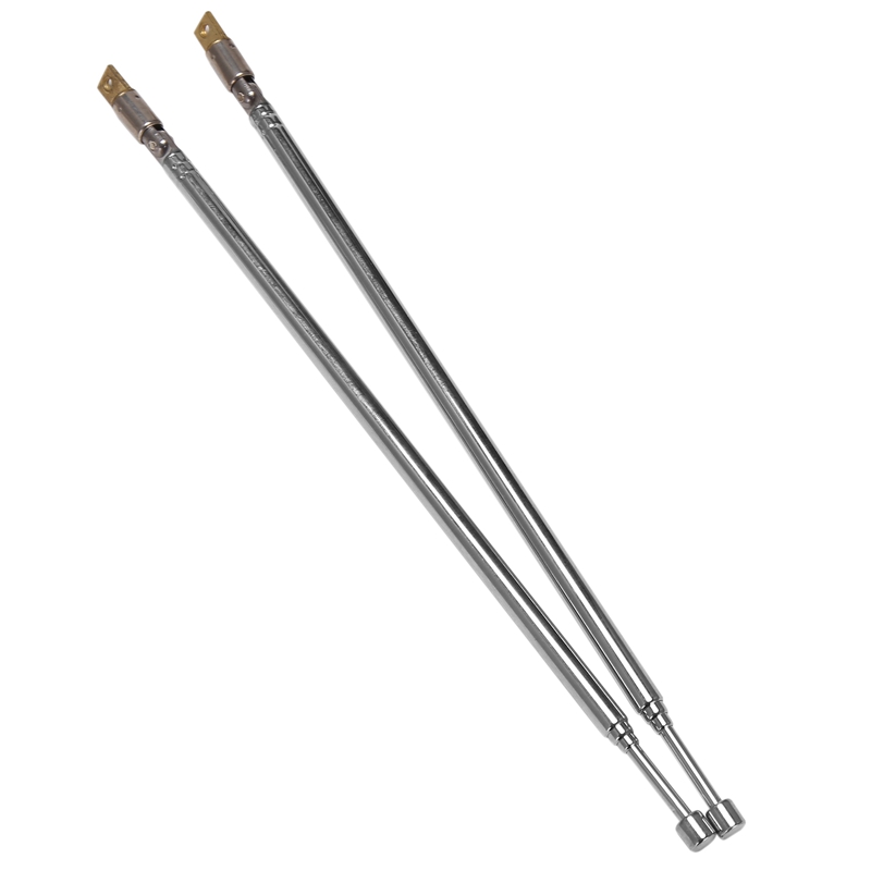 Pair 62.5cm 24.6 4 Section Telescopic Stainless Steel AM FM Radio