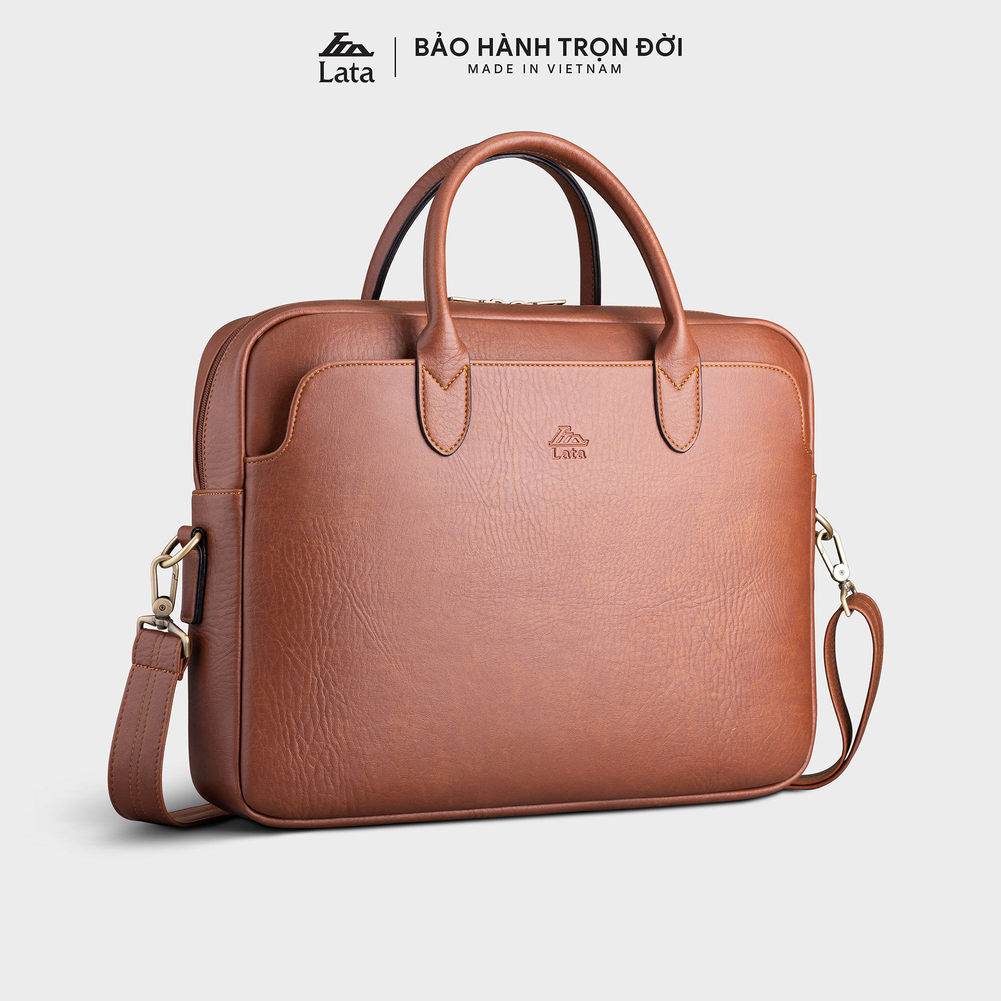 Cặp Công Sở Lata (Thời trang nam basic đựng vừa laptop 15.6 inch - Cặp da CA41)