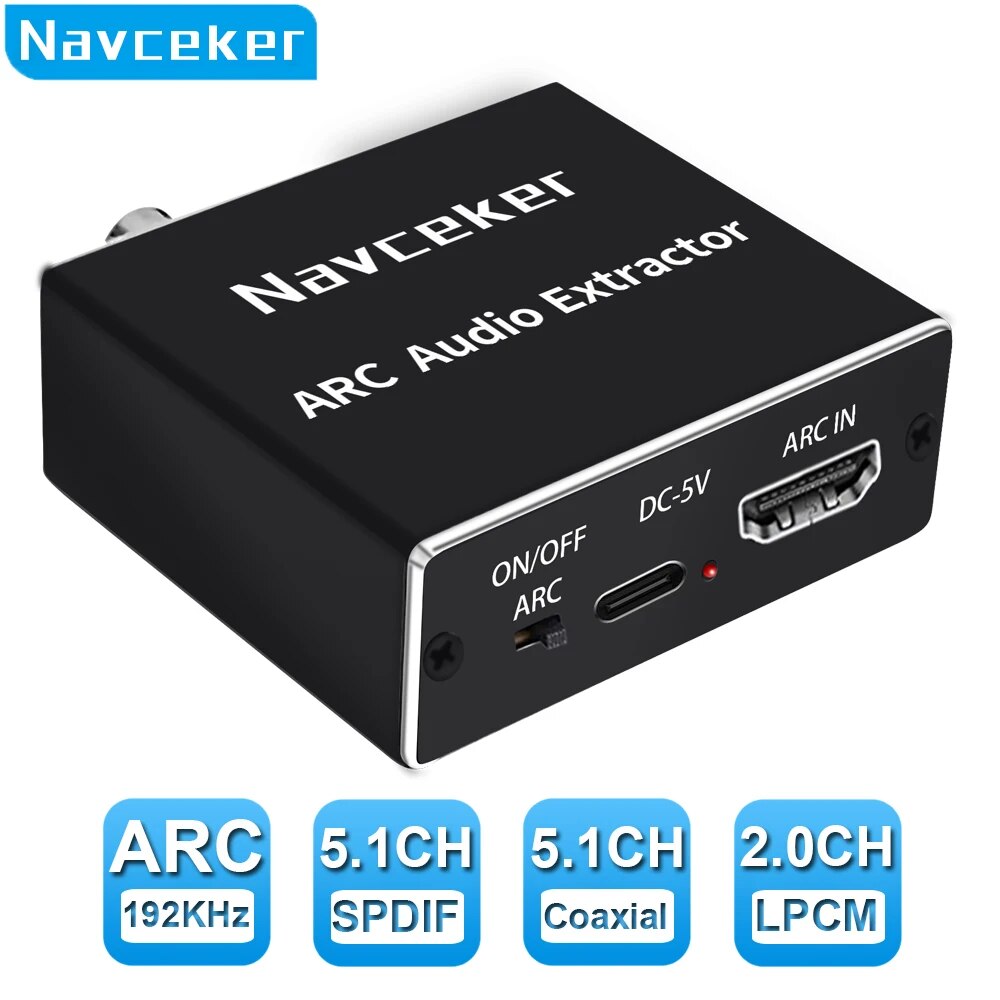 192kHz HDMI tương thích âm thanh ARC extractor HDMI tương thích ARC để Toslink + đồng trục + L/R chu