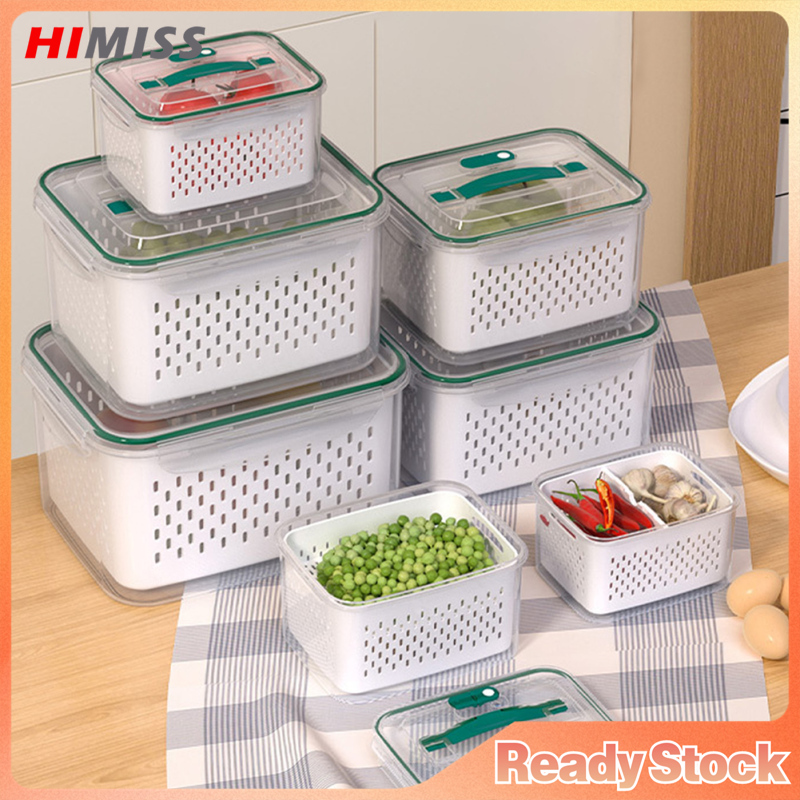 Fruit Storage Containers, Refrigerator Organizers And Storage With Removable Drain Baskets, Lids, BPA-Free Produce Containers Keep Fruits For Vegetables, Meat ราคา 244 บาท*ส่งฟรี
