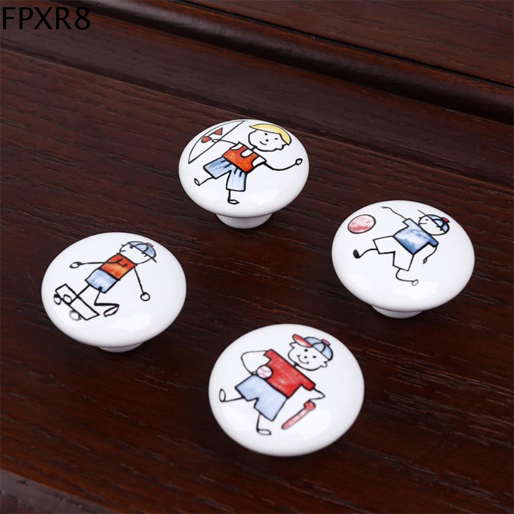 FPXR8 5pcs Hiện đại Tay cầm tủ hoạt hình Gốm Đơn giản Kéo ngăn kéo In trắng Phong cách Bắc Âu Núm tủ quần áo Nhà