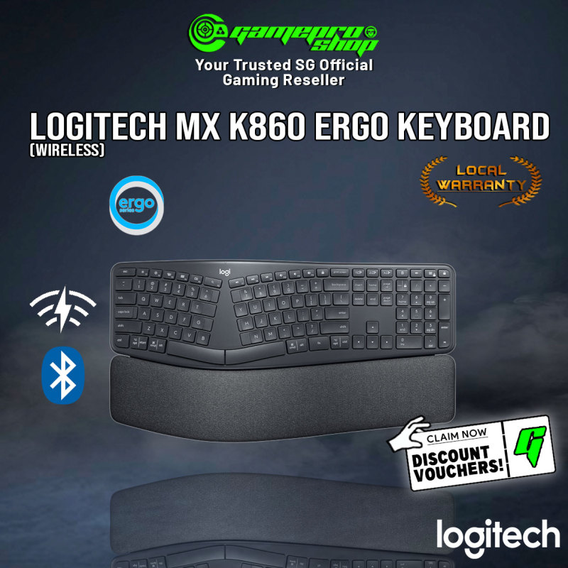 Logitech MX Ergo K860 Bluetooth Wireless Ergonomic Keyboard with Wrist Rest - For Windows/Mac -920-010111 (2Y) Singapore