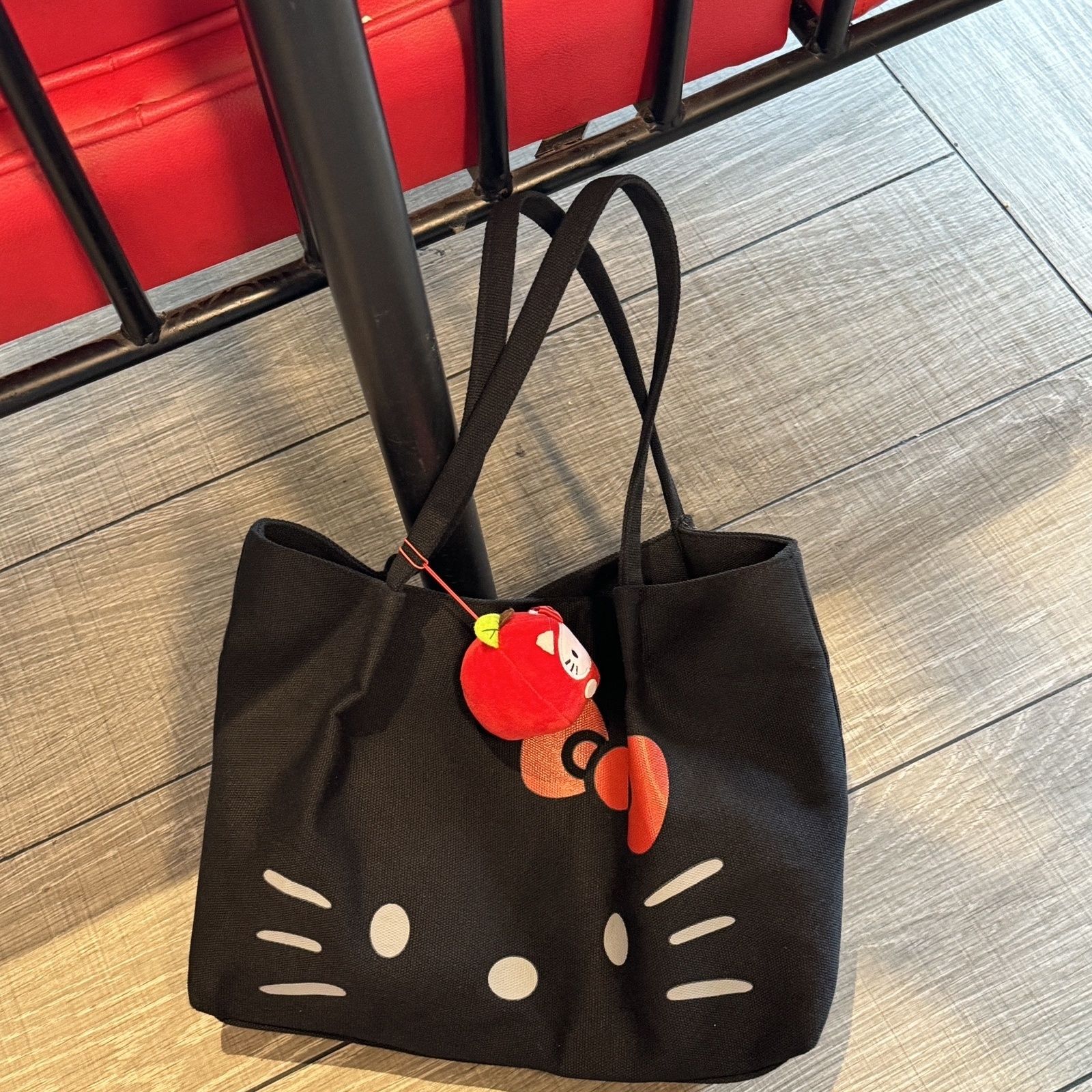 Nallcheer Túi khoác vai dành cho nữ Túi Tote Mèo Kitty Túi Vải dung tích lớn Hello Kitty túi in dễ t