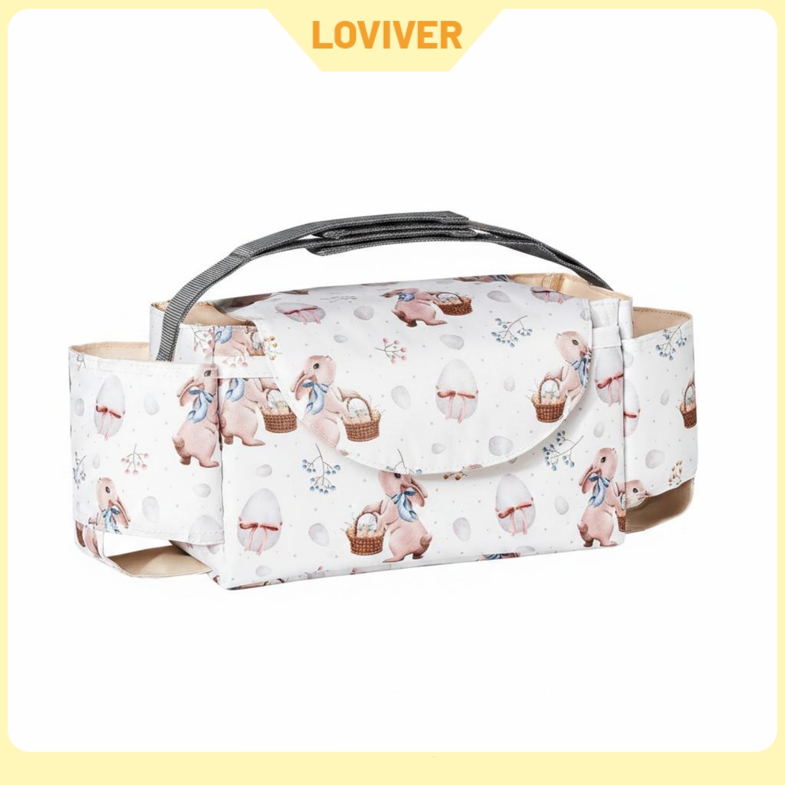 LOVIVER Rabbit Print Baby Stroller Bag Hanging Straps Stroller Bag Rectangular Child Gear Quick Reach ราคา 6,788 บาท*ส่งฟรี