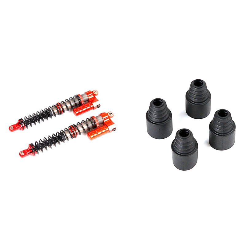 2 Set RC Car Part: 1 Set Metal 8mm Rear Absorber Shock with Cap-Orange & 1 Set Dustproof Sleeves Of Half-Shaft Axle Boot