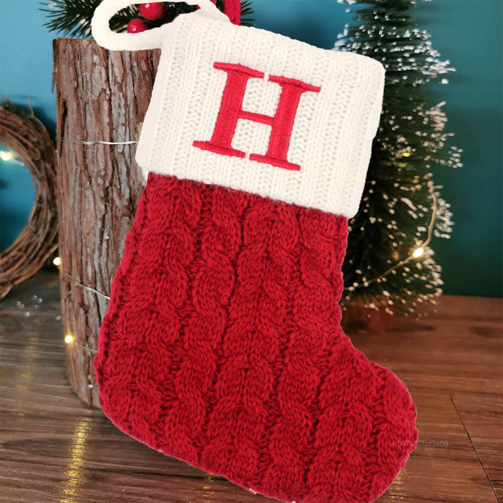 LY Christmas Gift Bags with Hook Classic Christmas Color Printed Stocking