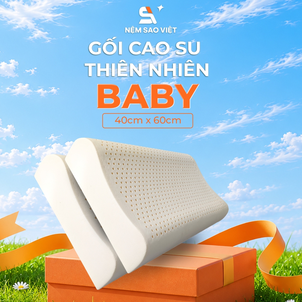 Gối BABY NỆM SAO VIỆT Mềm Mại An Toàn Cho Bé Thoáng Khí Nâng Đỡ Êm Ái