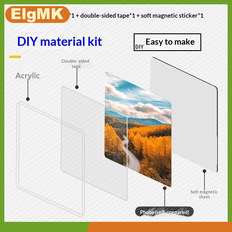 ElgMK DIY Acrylic Magnetic Fridge Magnet Kit 1 10Pcs Refrigerator Sticker Material Set for Multi Purpose Craft and Decor