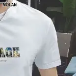 MOLAN Áo phông dành cho nam ngắn tay in họa tiết hợp thời trang, áo mùa hè cổ tròn đơn giản vừa rộng