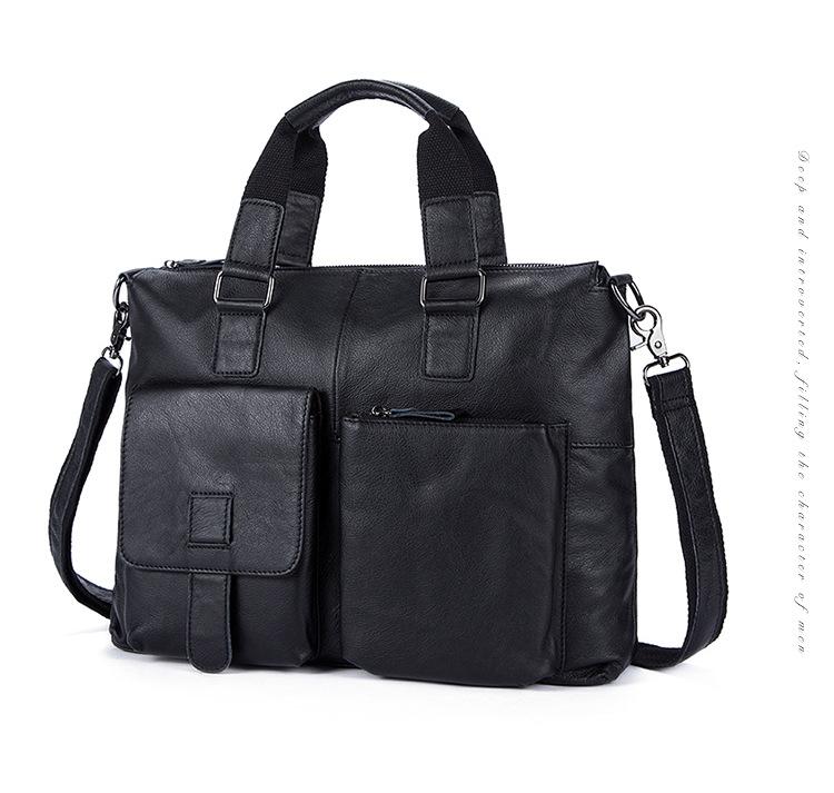 Men Horse Leather Vintage Document Briefcase Fashion Leather 15.6-Inch Computer Bag Hand Shoulder Trendy Bag