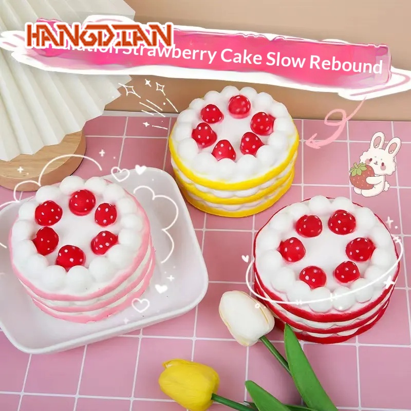 HANGDIAN Slow Rebound Strawberry Cake Squishy Toy for Stress Relief and Fun ราคา 56 บาท*ส่งฟรี