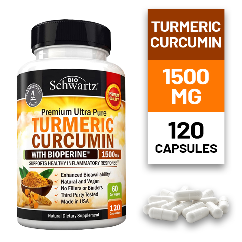 Thực phẩm bổ sung Curcumin - Chiết xuất Curcumin và BioPerine từ hạt tiêu đen giúp tăng cường hấp thụ - Hỗ trợ sức khỏe khớp và miễn dịch hàng ngày - Thuần chay không biến đổi gen 120 viên nang Dùng trong 60 ngày