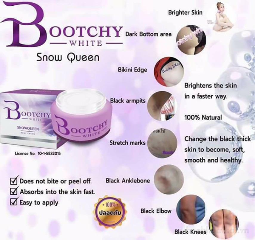 Tẩy thâm đen Bootchy White Snow Queen Extra Body Cream