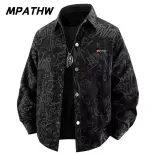 MPATHW  Áo khoác sơ mi oversized in họa tiết graffiti phong cách Mỹ dành cho nam, thời trang đường phố, mẫu mới mùa thu 2025