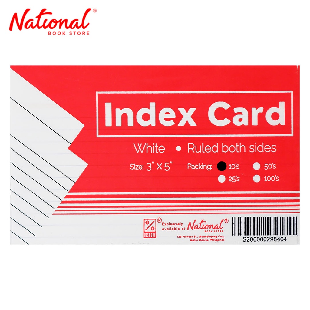 Best Buy Index Card White 3x5 10s Ruled Both Sides - School & Office Supplies