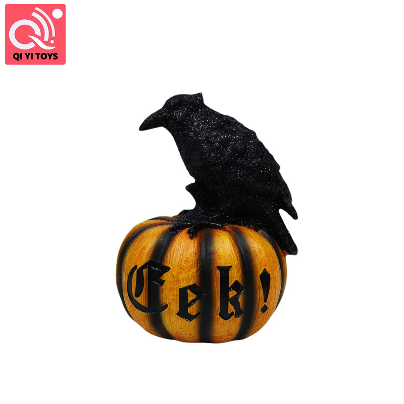 Trang trí Halloween, bí ngô Halloween Raven trong nhà ngoài trời trang trí hình động vật, cảm thấy mắt, chịu mài mòn và chống trượt dưới trang trí ma quái cho bảng cửa sổ