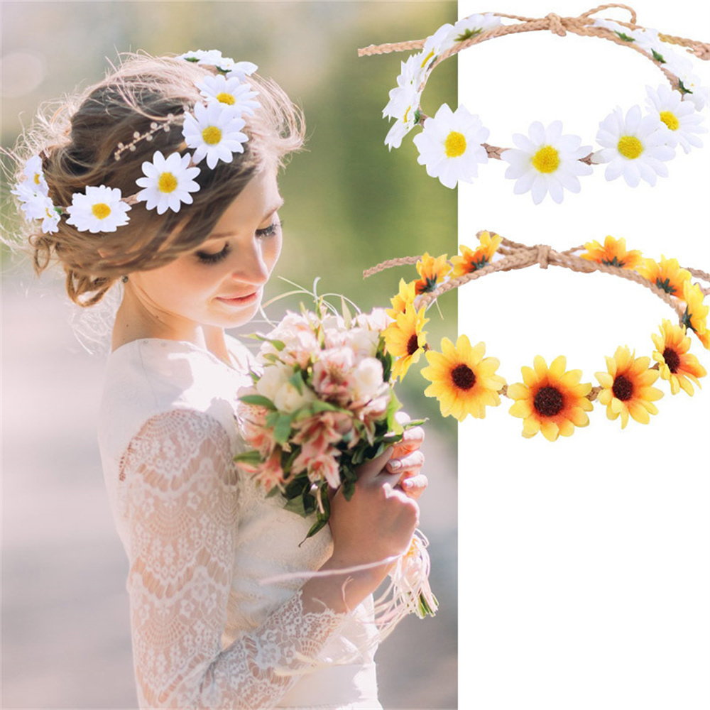 Handmade Floral crown Feminine Boho Fall-inspired Sunflower crown Colorful Daisy wreath for Wedding photography Bride accessories Flower girl headdress Outdoor events Festival attire