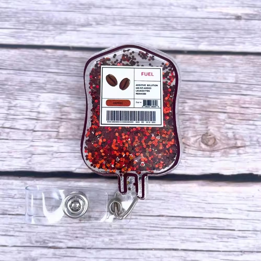 Acrylic Badge Holder Secure Glitter Extendable Badge Clip Transparent Swivel ID Badge for Medical St