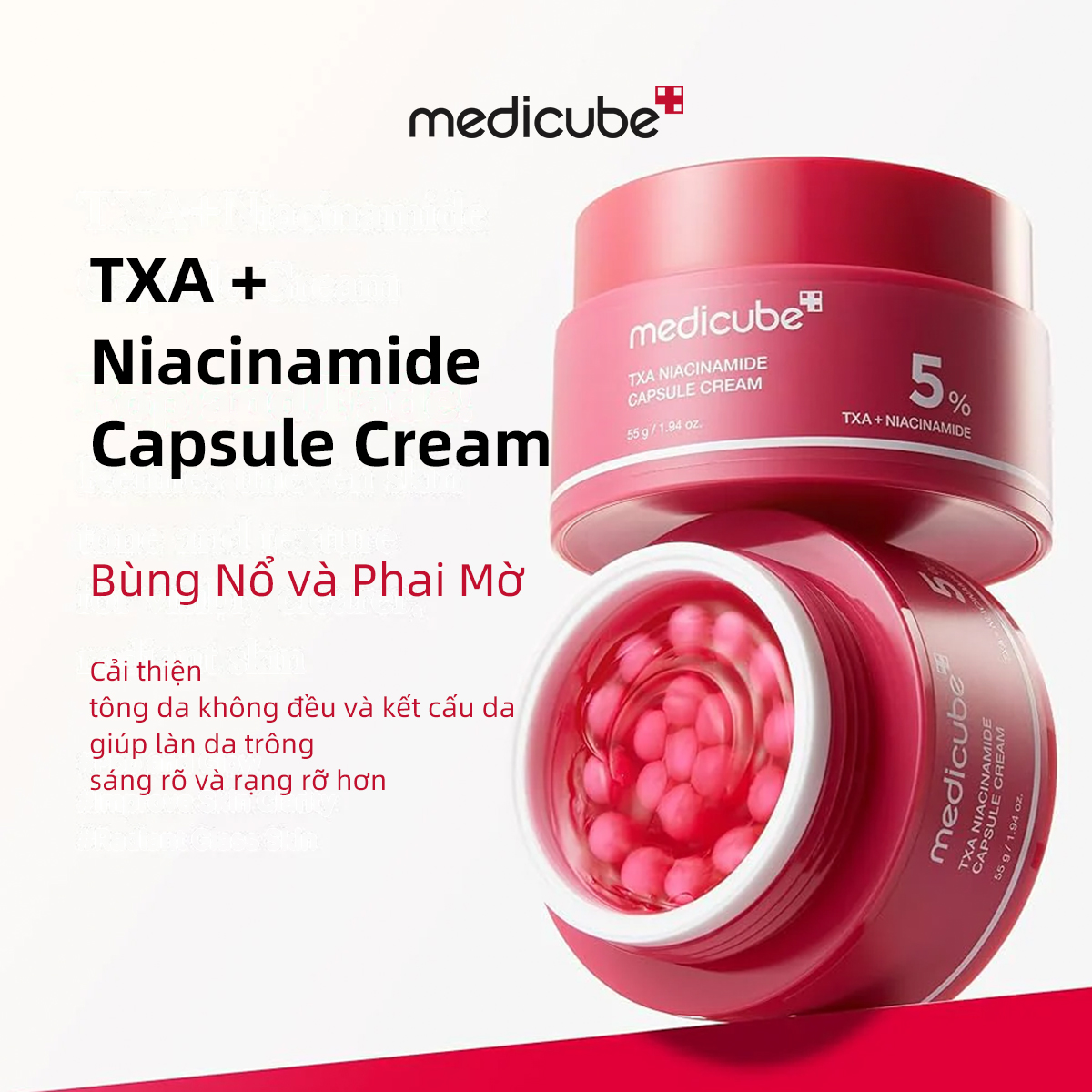 Kem Dưỡng Trắng, Mờ Thâm Nám Medicube TXA + 5% Niacinamide Capsule Cream 55g